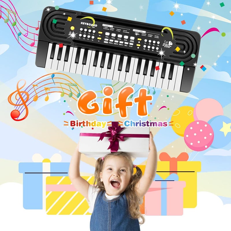 TWFRIC Kids Toddler Toy Piano Keyboard, 37 Key Pianos for Kid Music Toys Instruments with Microphone Dual Speaker Ideal for 3 4 5 6 7 8 Year Old Girl Boy Birthday/Christmas Day Gift (Black) - Image 5